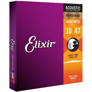 Elixir 16152 Nanoweb 12 10-47 Struny pre akustickú gitaru vyobraziť