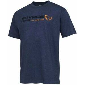 Savage Gear Tričko Signature Logo T-Shirt Blue Melange L vyobraziť