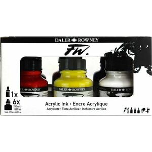 Daler Rowney FW Cardboard Box Starter Set Sada akrylových tušov 6 x 29, 5 ml vyobraziť