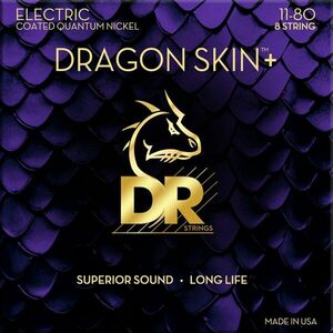 DR Strings Dragon Skin+ Coated 8 string Heavy 11-80 Struny pre elektrickú gitaru vyobraziť