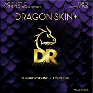 DR Strings Dragon Skin+ Coated Phosphor Bronze Custom Light 11-50 Struny pre akustickú gitaru vyobraziť