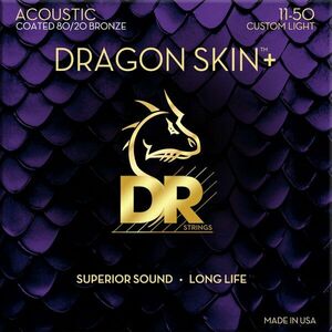 DR Strings Dragon Skin+ Coated 80/20 Custom Light 11-50 Struny pre akustickú gitaru vyobraziť