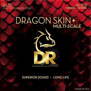 DR Strings Dragon Skin+ Coated Steel Medium 45-105 Tapered Multi-Scale Struny pre basgitaru vyobraziť