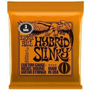 Ernie Ball 3222 Hybrid Slinky 3-Pack Struny pre elektrickú gitaru vyobraziť