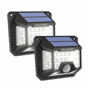 BlitzWolf BW-OLT3 2x nástenná LED solárna lampa s detektorom pohybu, čierna (BW-OLT3) vyobraziť