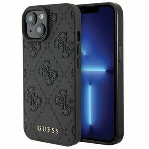 Guess Leather Stamped kryt na iPhone 15, čierny vyobraziť