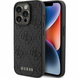 Guess Leather Stamped kryt na iPhone 15 Pro, čierny vyobraziť