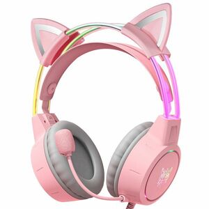 ONIKUMA X15 PRO DOUBLE-HEAD BEAM RGB WIRED GAMING HEADSET WITH CAT EARS PINK vyobraziť