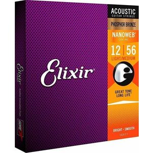 Elixir 16077 Nanoweb 12-56 Struny pre akustickú gitaru vyobraziť