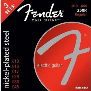 Fender 250R Electric Nickel Plated Steel Ball End 10-46 3 pack Struny pre elektrickú gitaru vyobraziť