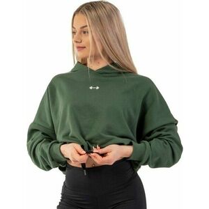 Nebbia Loose Fit Crop Hoodie Iconic Dark Green XS-S Fitness mikina vyobraziť