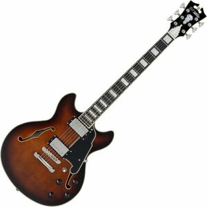 D'Angelico Premier Mini DC Brown Burst Semiakustická gitara vyobraziť