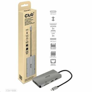 Club3D Dokovacia stanica 8v1 USB 3.2 typ C (2xHDMI, 2xUSB-A, RJ45, SD/Micro SD USB Type-C, 100W PD vyobraziť