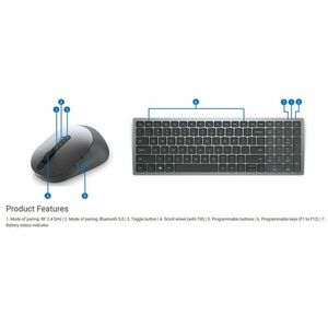 Dell Multi-Device Bezdrôtová klávesnica a myš - KM7120W - US International (QWERTY) vyobraziť