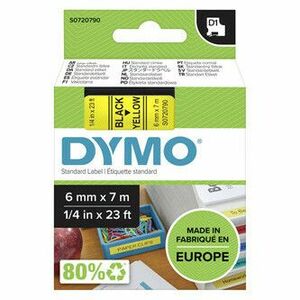 Dymo originál páska do tlačiarne štítkov, Dymo, 43618, S0720790, černý tlač/žltý podklad, 7m, 6mm, D1 vyobraziť