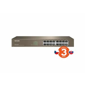 Tenda TEG1016D - 16-port Gigabit Ethernet Switch, 10/100/1000 Mbps, Fanless, Rackmount, Kov vyobraziť