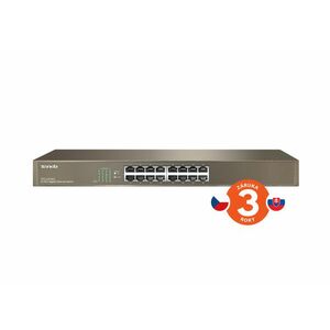 Tenda TEG1016G 16-port Gigabit Switch, 16x 10/100/1000 Mb/s, Fanless, MAC 8K, aj na stenu, Rackmount vyobraziť