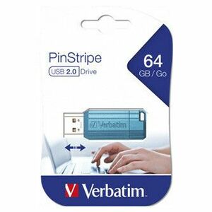 Verbatim USB flash disk, USB 2.0, 64GB, PinStripe, Store N Go, modrý, 49961, USB A, s výsuvným konektorom vyobraziť