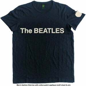 The Beatles Tričko Logo & Apple App Slub Unisex Navy Blue L vyobraziť