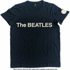 The Beatles Tričko Logo & Apple App Slub Unisex Navy Blue S vyobraziť