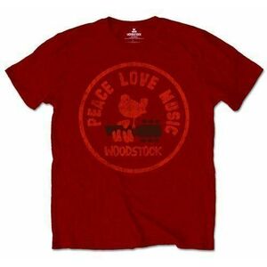 Woodstock Tričko Love Peace Music Unisex Maroon Red S vyobraziť