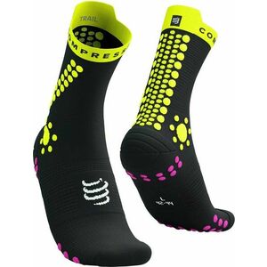 Compressport Pro Racing V4.0 Trail Black/Safety Yellow/Neon Pink T3 Bežecké ponožky vyobraziť