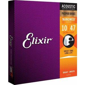 Elixir 16002 Nanoweb 10-47 Struny pre akustickú gitaru vyobraziť