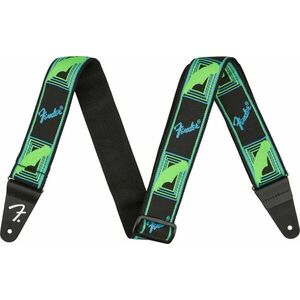 Fender Neon Monogram Strap Gitarový pás Green/Blue vyobraziť