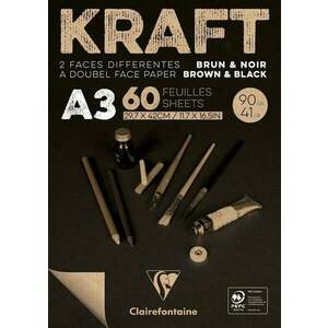 Clairefontaine Brown & Black Laid Kraft Pad Skicár A3 90 g vyobraziť