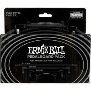 Ernie Ball Flex Patch Cables Pedalboard Multi-Pack 15, 24 cm-30, 48 cm-60, 96 cm-7, 62 cm Zalomený - Zalomený Patch kábel vyobraziť