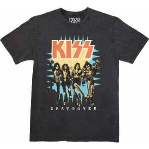 Kiss Tričko Destroyer 3D Logo Stone Wash Unisex Charcoal Grey S vyobraziť