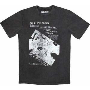 Sex Pistols Tričko Manchester Flyer Stone Wash Unisex Charcoal Grey S vyobraziť