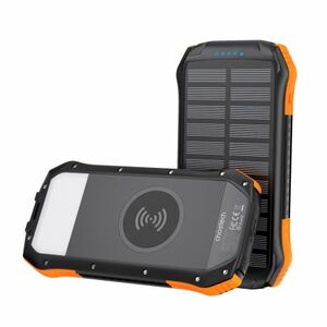 Choetech Solar Power Bank 10000mAh Qi 5W, čierny/oranžový vyobraziť