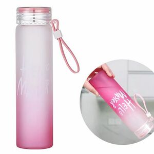 Livefy sklenená fľaša Glassy 400ml, ružová vyobraziť