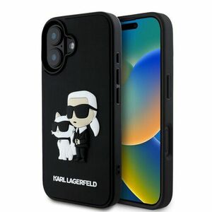 Karl Lagerfeld 3D Rubber Karl and Choupette Zadní Kryt pro iPhone 16 Black vyobraziť