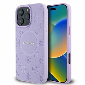 Guess Saffiano Peony Stamp MagSafe Zadní Kryt pro iPhone 16 Pro Purple vyobraziť