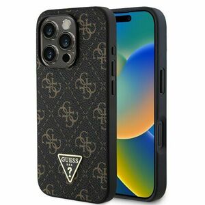 Guess PU Leather 4G Triangle Metal Logo Zadní Kryt pro iPhone 16 Pro Max Black vyobraziť