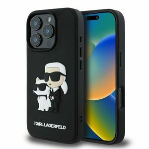 Karl Lagerfeld 3D Rubber Karl and Choupette Zadní Kryt pro iPhone 16 Pro Max Black vyobraziť