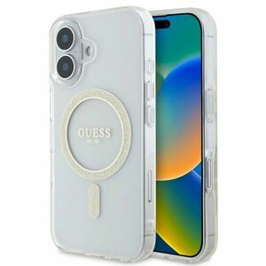 Guess IML Glitter Ring MagSafe Zadní Kryt pro iPhone 16 Plus Transparent vyobraziť