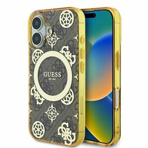 Guess IML 4G Peony MagSafe Zadní Kryt pro iPhone 16 Brown vyobraziť