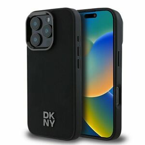 DKNY PU Leather Stack Logo Magsafe Zadní Kryt pro iPhone 16 Pro Max Black vyobraziť