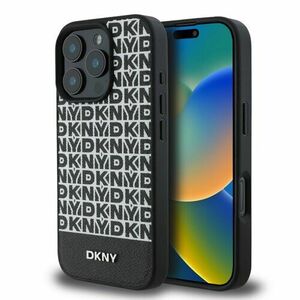 DKNY PU Leather Repeat Pattern Bottom Stripe MagSafe Zadní Kryt pro iPhone 16 Pro Max Black vyobraziť