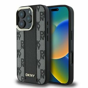 DKNY PU Leather Checkered Pattern Magsafe Zadní Kryt pro iPhone 16 Pro Max Black vyobraziť