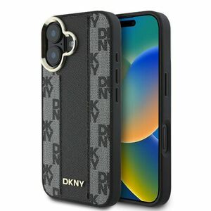 DKNY PU Leather Checkered Pattern Magsafe Zadní Kryt pro iPhone 16 Plus Black vyobraziť