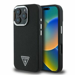 Guess PU Grained Triangle Logo Zadní Kryt pro iPhone 16 Pro Black vyobraziť