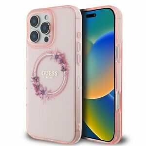 Guess IML Flowers Ring MagSafe Zadní Kryt pro iPhone 16 Pro Max Pink vyobraziť