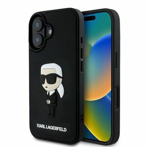 Karl Lagerfeld 3D Rubber Ikonik Zadní Kryt pro iPhone 16 Black vyobraziť