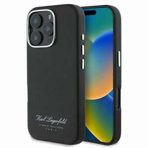 Karl Lagerfeld Grained PU Hotel RSG Zadní Kryt pro iPhone 16 Pro Black vyobraziť