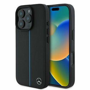 Mercedes Leather Blue Stripe MagSafe Zadní Kryt pro iPhone 16 Pro Max Black vyobraziť