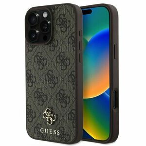 Guess PU 4G Small Metal Logo MagSafe Zadní Kryt pro iPhone 16 Pro Max Brown vyobraziť